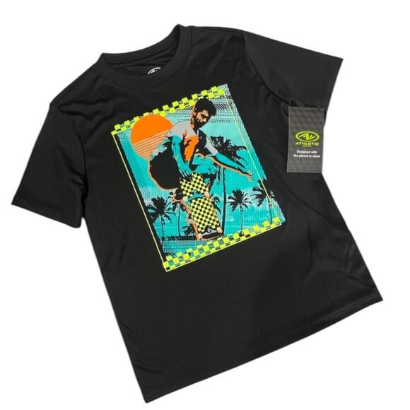 Athletic Works Boy Size S 6 - 7 T Shirt Kids Skateboarding Graphic Skateboard - Picture 1 of 9